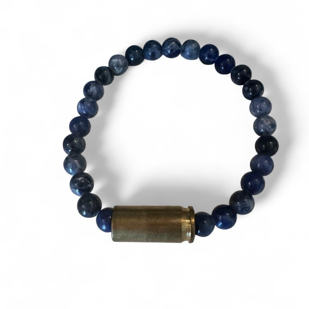 BRASS AND UNITY BLUE BEADED BRACELETS WITH SIGNATURE BRASS DETAIL